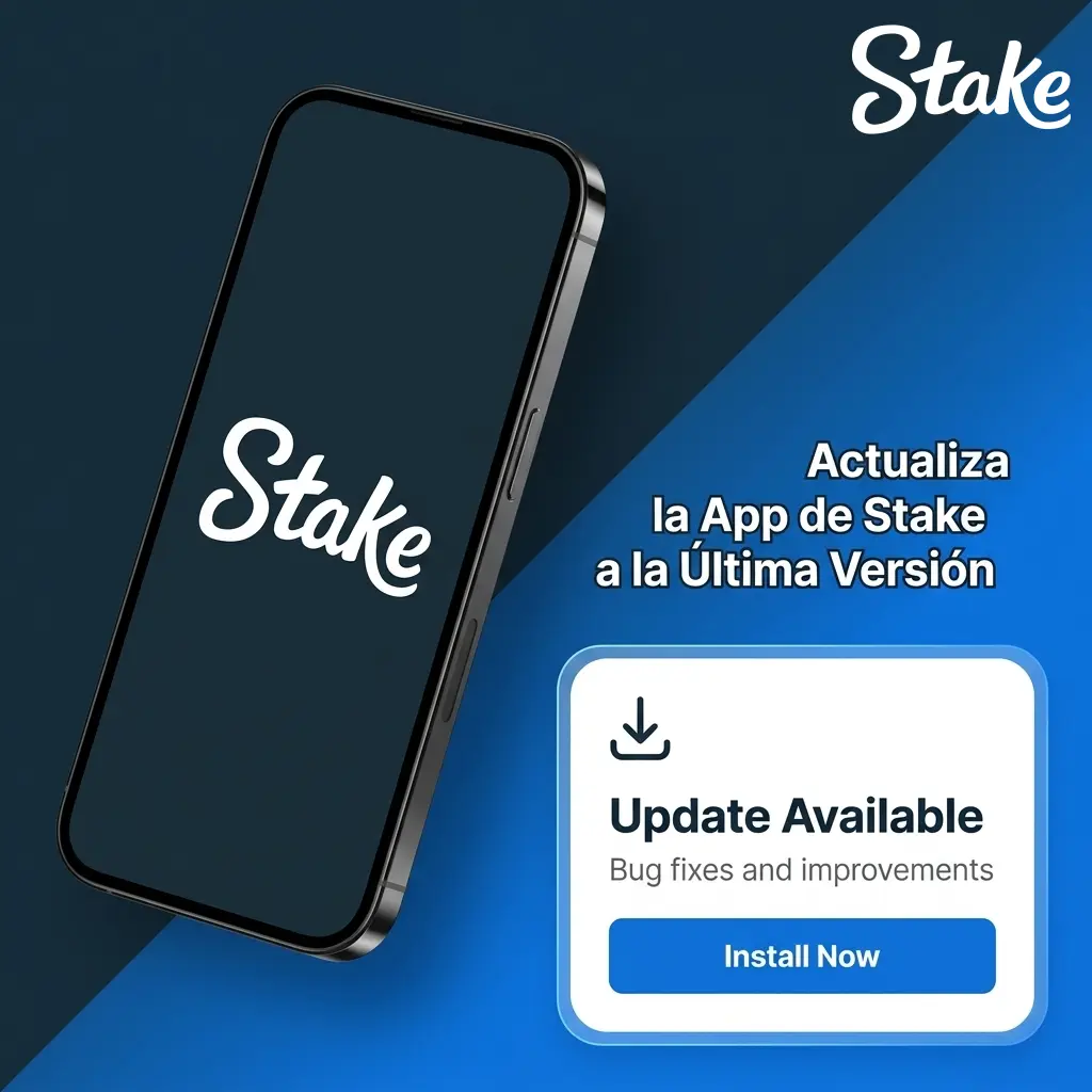 Pantalla de actualización automática de la app Stake PWA en dispositivo móvil con la última versión disponible