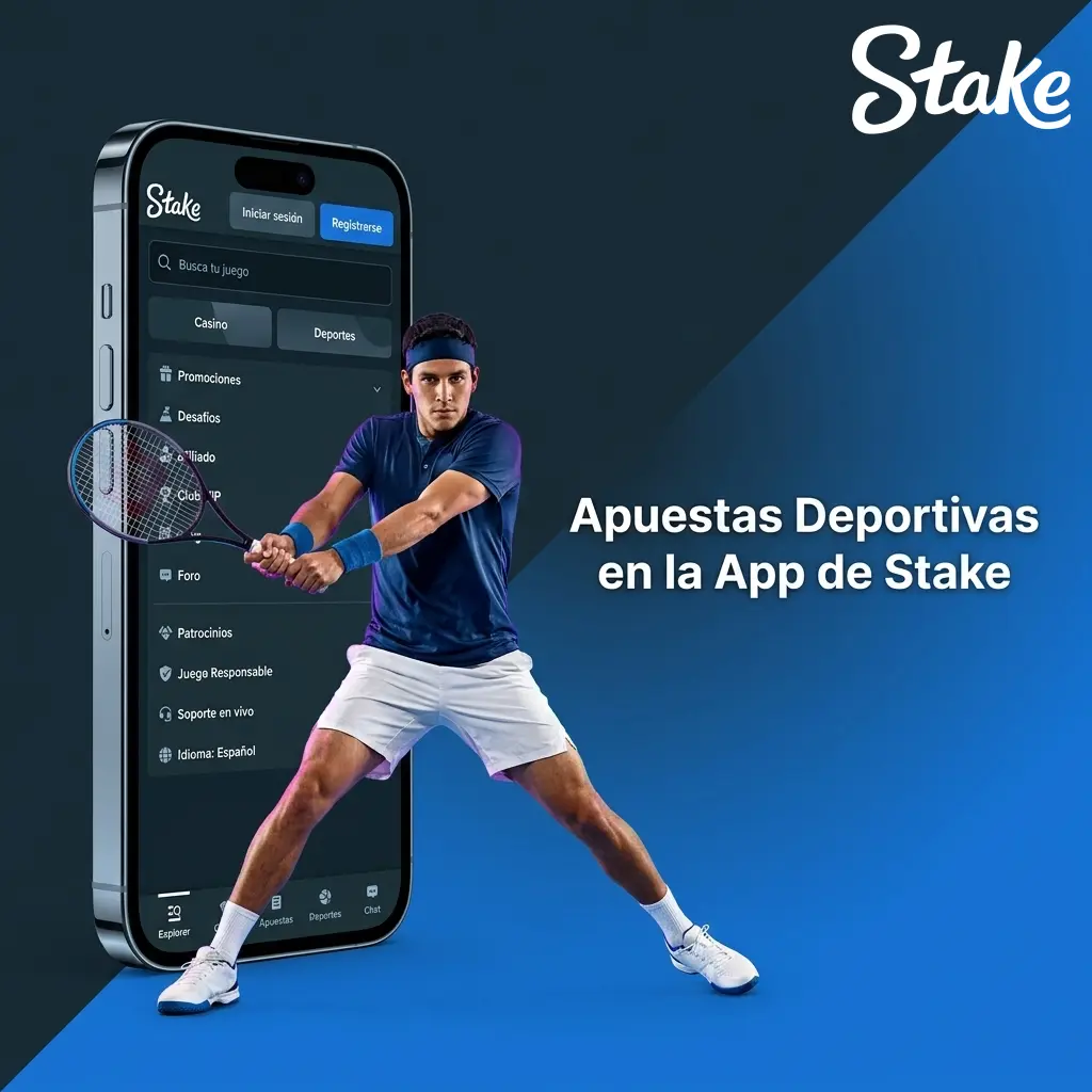 Pantalla de la app de Stake con apuestas deportivas en fútbol, tenis, MMA y más disciplinas disponibles en Perú.