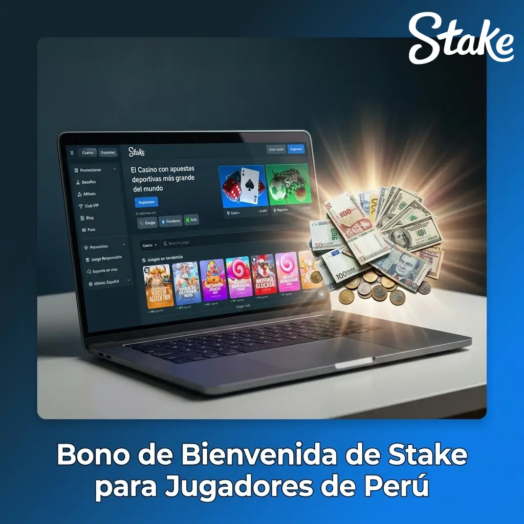 Bono de bienvenida Stake 100% en primer depósito para jugadores de Perú en casino y crupier en vivo