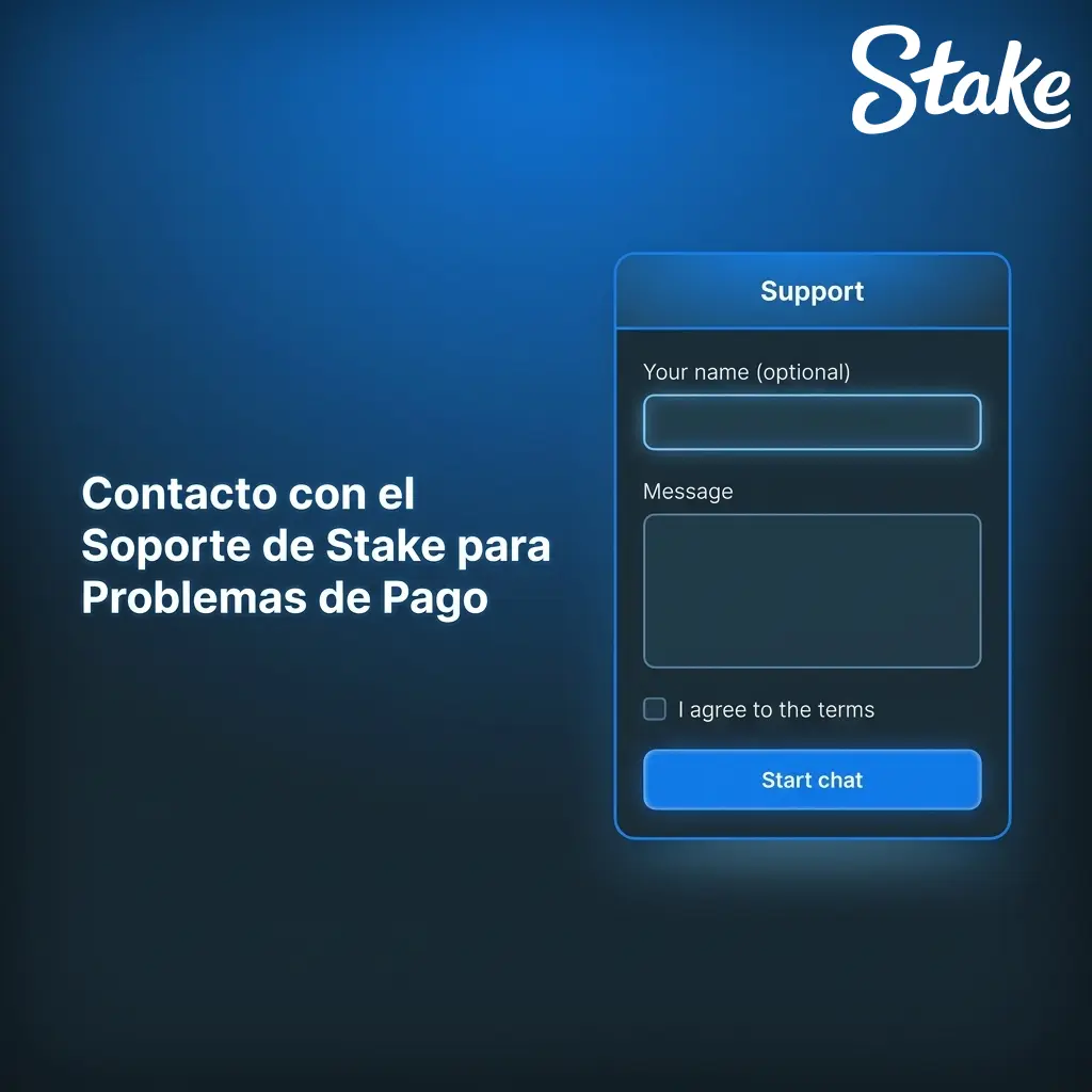Soporte de Stake disponible 24/7 por chat en vivo, correo electrónico y centro de ayuda para problemas de pago