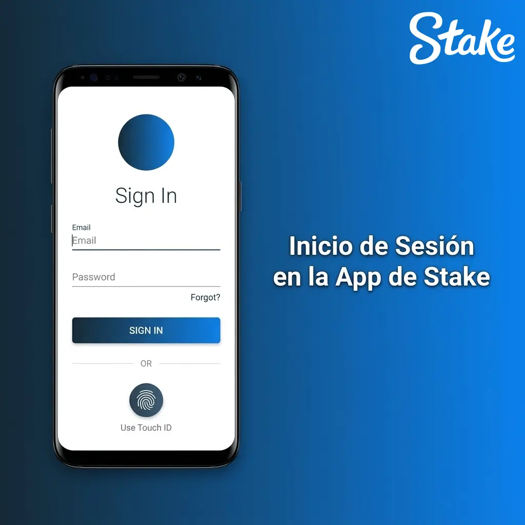 Pantalla de inicio de sesión en la app de Stake con cifrado SSL y autenticación 2FA en Perú