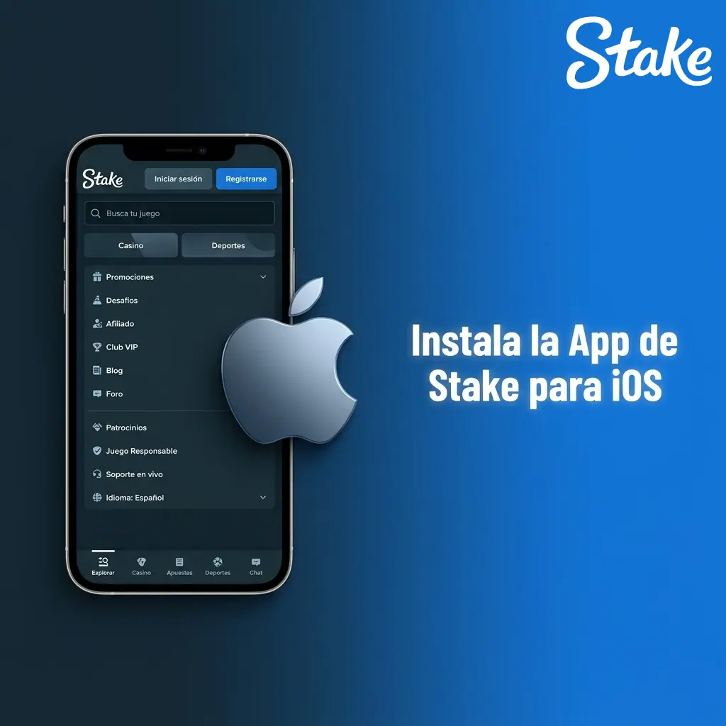 Instala la app PWA de Stake en iOS desde Safari: agrega el ícono a la pantalla de inicio de tu iPhone o iPad.