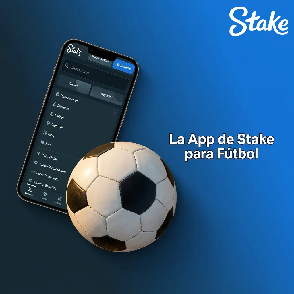 Pantalla de la app móvil de Stake con opciones de apuestas de fútbol en vivo para Android e iOS
