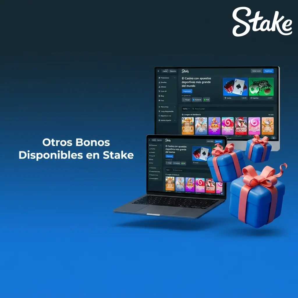 Otros bonos disponibles en Stake: torneos, rakeback, recargas y programa VIP con 6 niveles exclusivos.