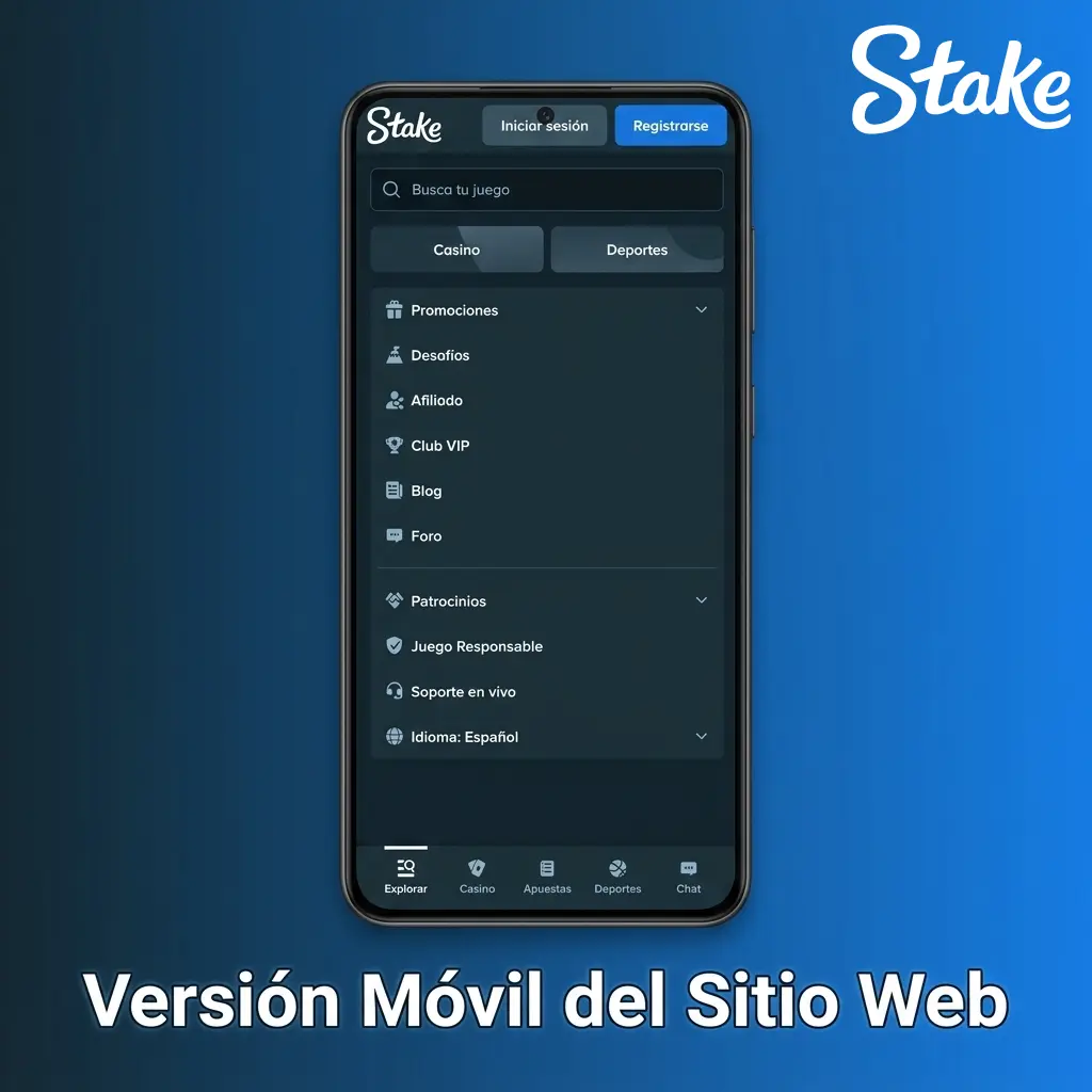 Versión móvil de Stake: acceso sin descarga, compatible con todos los dispositivos y optimizada para pantallas táctiles